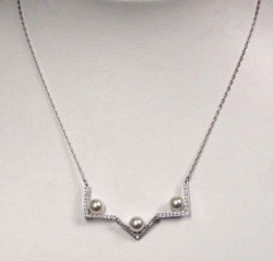 Swarovski Edify Clear Crystal & Pearl Rhodium Medium Necklace 5213362